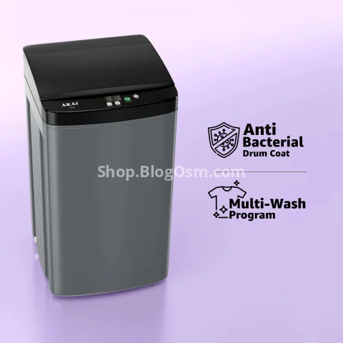 Akai 7.5Kg, 5 Star, Fully Automatic Top Load Washing Machine, Plastic Lid, Inox Grey, AFT-75DGPP