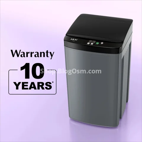 Akai 7.5Kg, 5 Star, Fully Automatic Top Load Washing Machine, Plastic Lid, Inox Grey, AFT-75DGPP