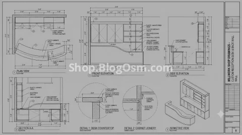Millwork Shop Drawings: Detailed CAD Documentation for Commercial Projects